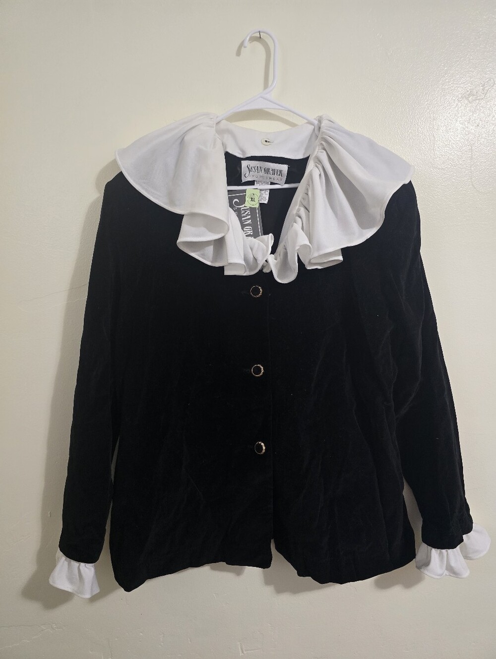 Deadstock Susan Graver Velvet Blazer Removable Peter Pan Collar XL Pirate Goth